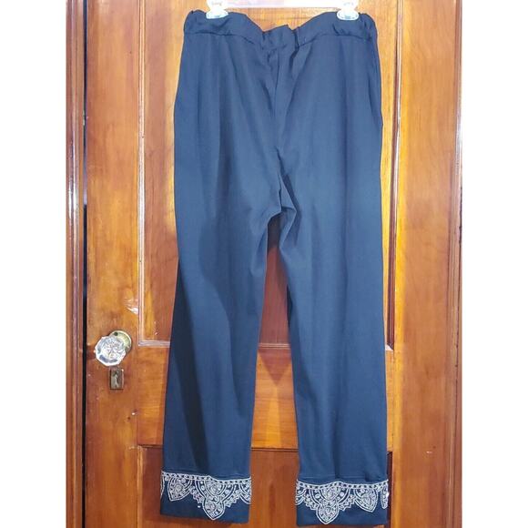 Love Sam Med Beaded Cuff Soft Knit Elastic Waist Pockets Drawstring Black Pants - Picture 8 of 10